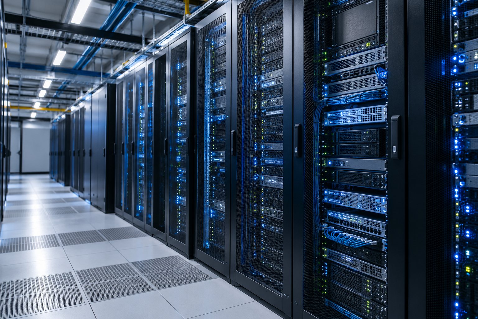 Ilustração de servidores em um datacenter